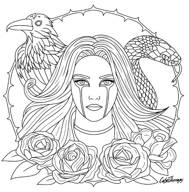 Halloween gothic coloring page to color with color therapy httpwwwapplecomgte colortheraâ witch coloring pages fairy coloring pages coloring book art