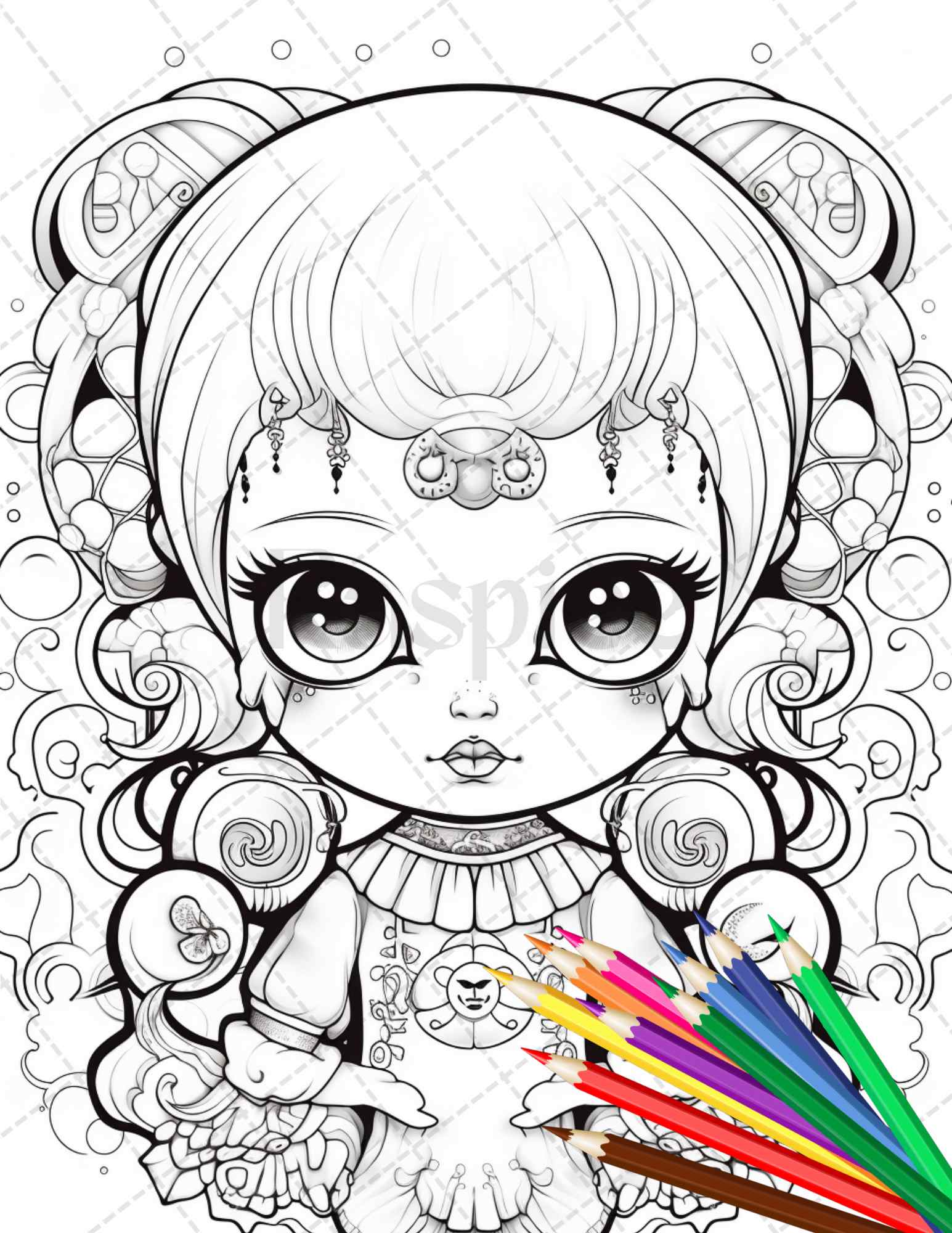 Creepy kawaii pastel goth coloring pages printable for adults gray â coloring