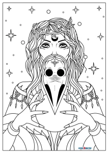 Free printable gothic girl coloring pages for kids