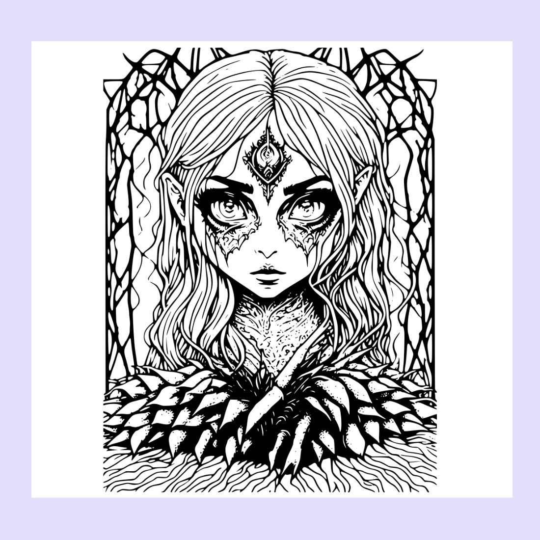 Coloring pages bundle for adultsa gothic girl with a skull and roses headdress horror and creepy