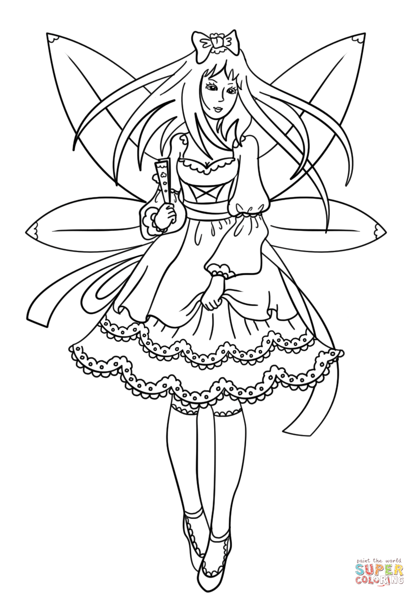 Gothic fairy coloring page free printable coloring pages