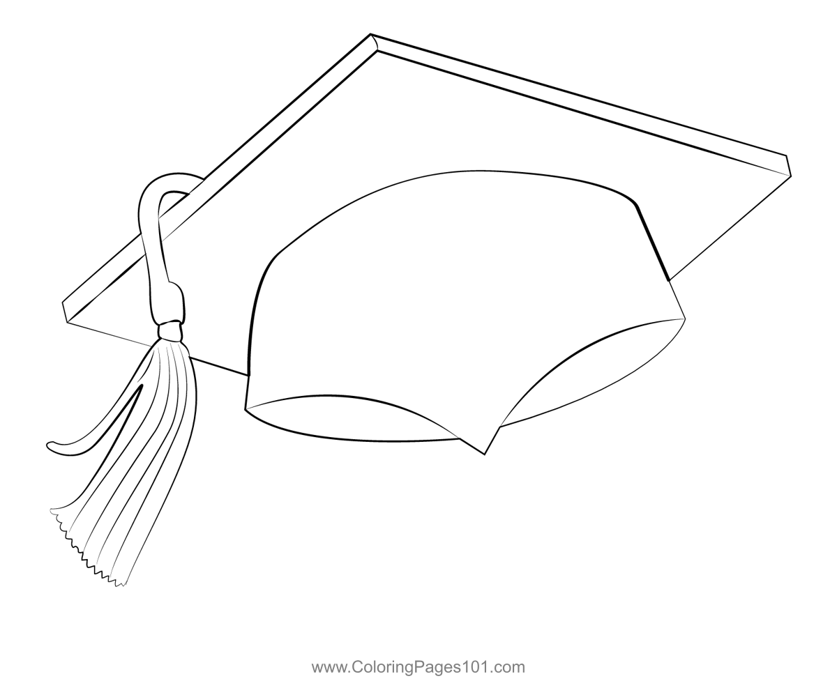 Graduation cap coloring page for kids