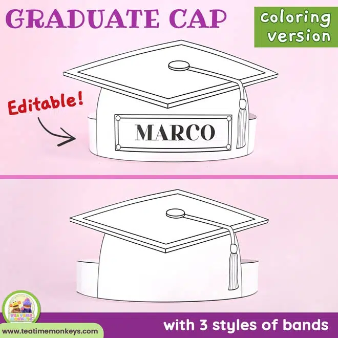 Printable graduate cap for coloring