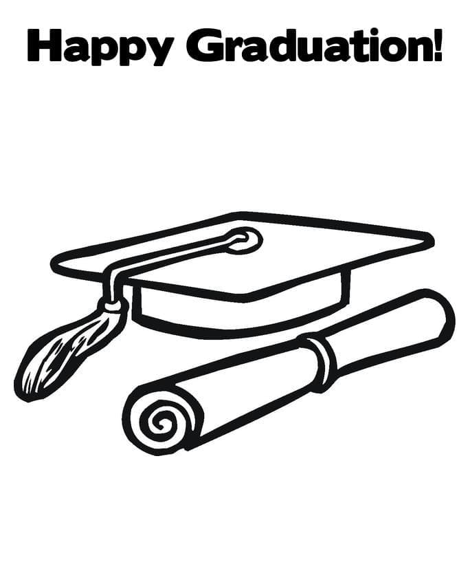 Happy graduation image coloring page