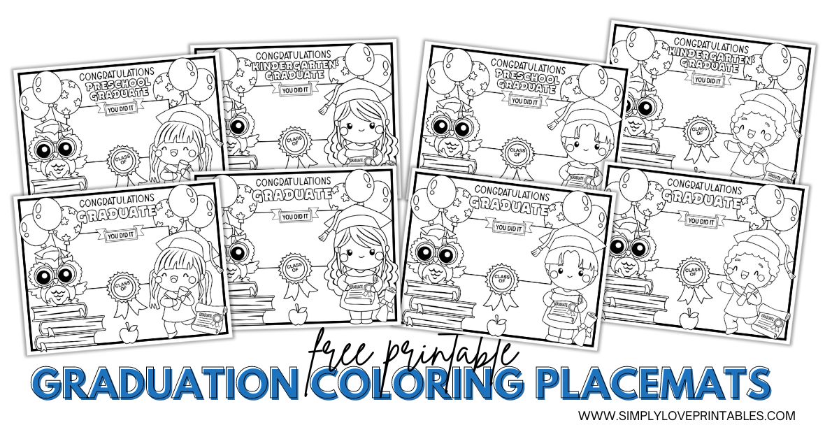 From cap and gown to crayons graduation coloring placemats for your little graduate