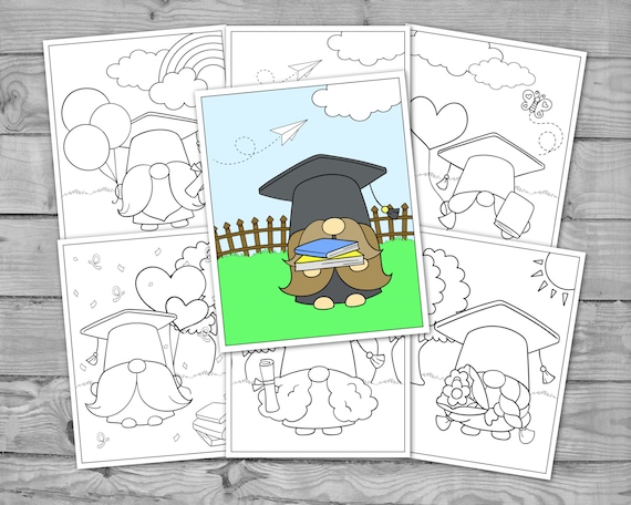 Printable graduation gnome coloring for kids graduation activity coloring pages kids coloring sheets