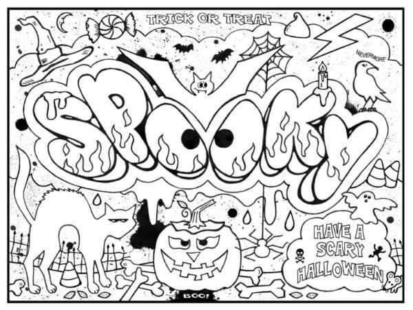 Street art for halloween coloring page