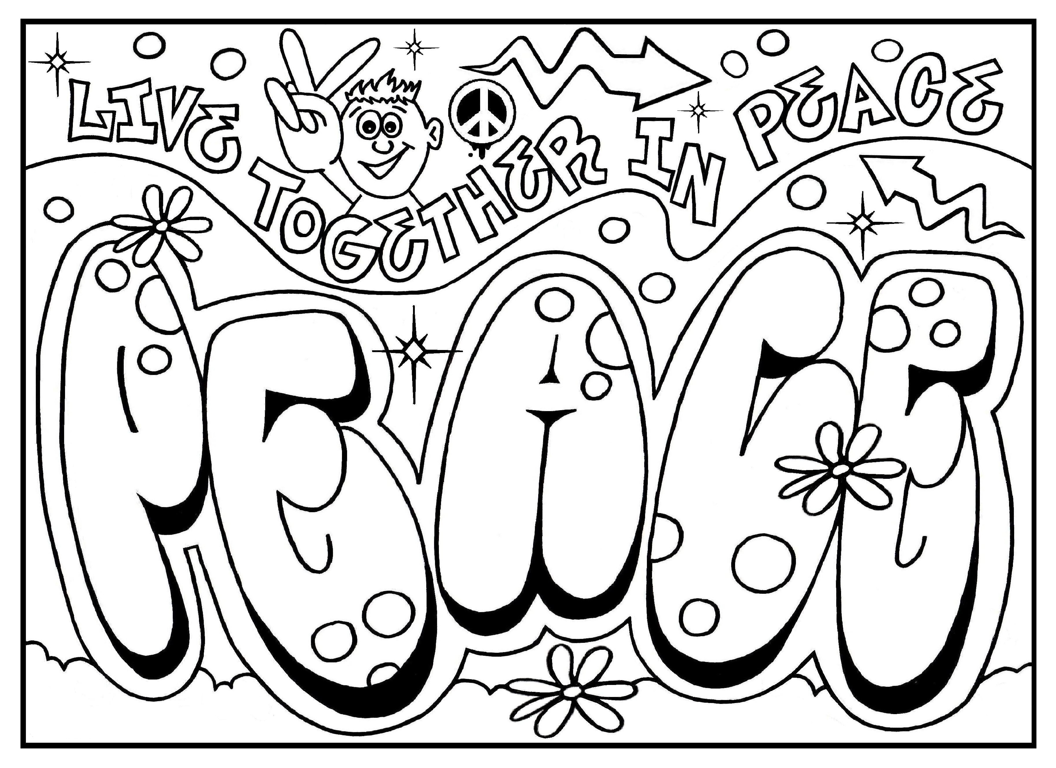 Graffiti coloring pages for teens and adults