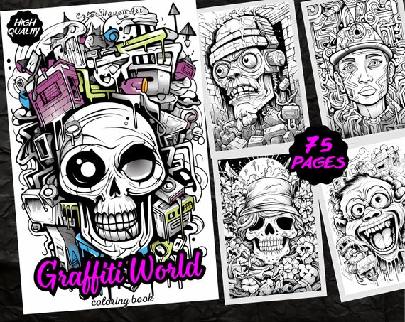 Graffiti world a coloring page beautiful graffiti coloring page printable coloring pages instant download download now