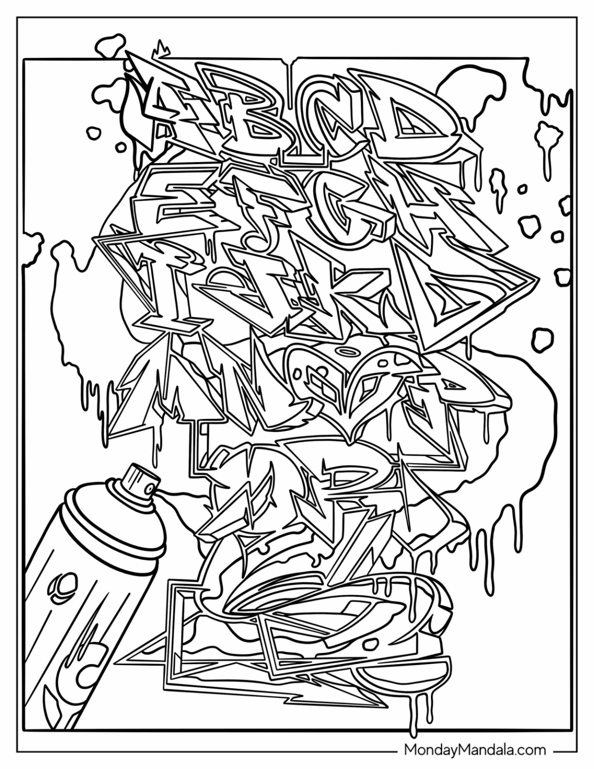 Graffiti coloring pages free pdf printables