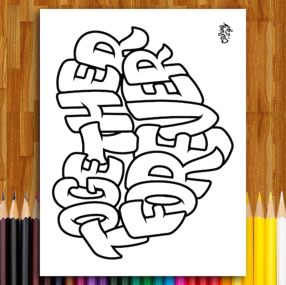 Graffiti love pages to color and say i love you printable coloring pages adult coloring pages instant download pdf