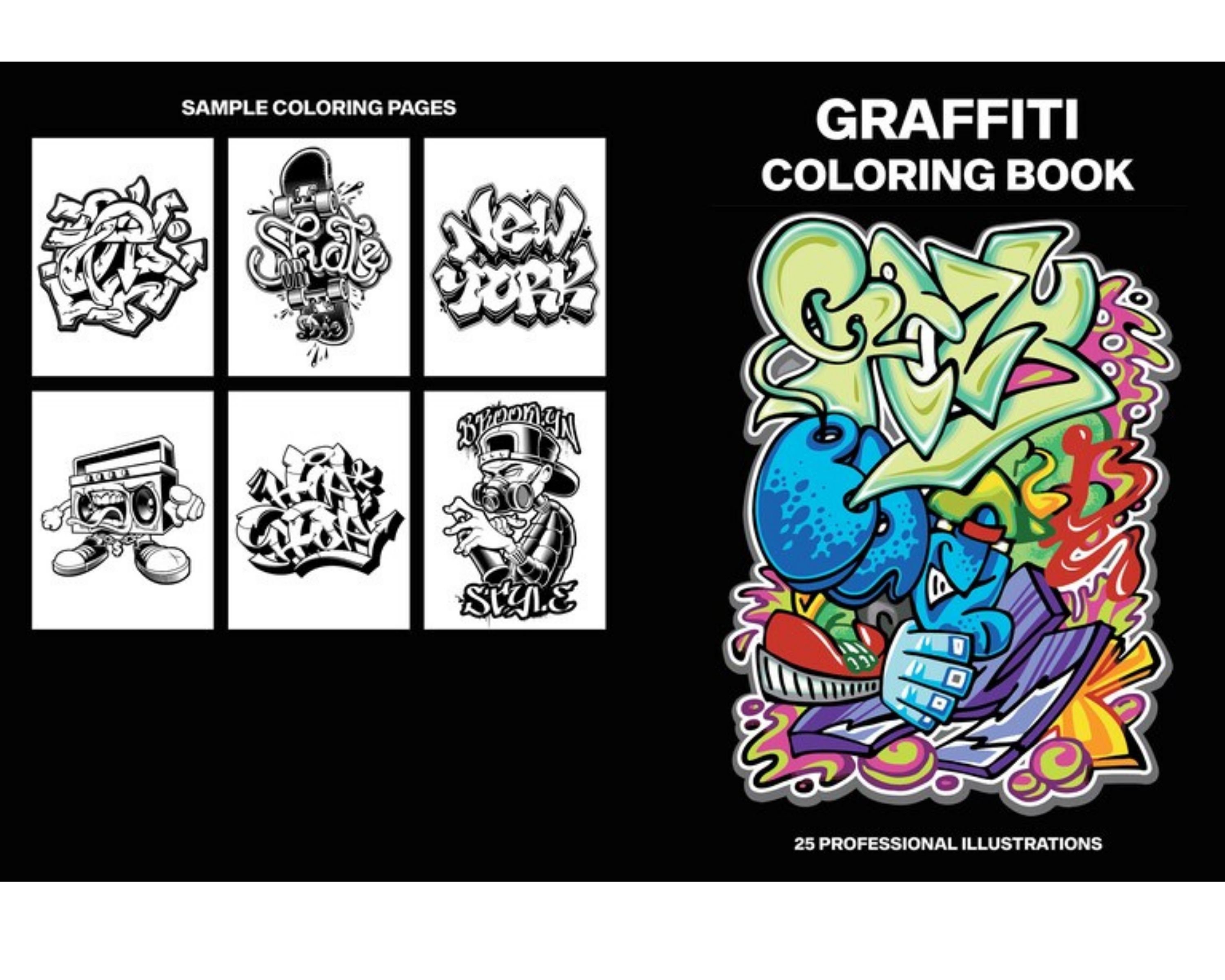 Printable graffiti coloring pages print at sheets childrens coloring book block letter color pages adult coloring activity sheets download now