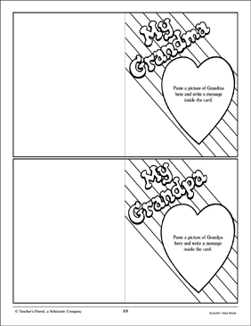 Grandparents day cards craft activity printable arts and crafts skills sheets