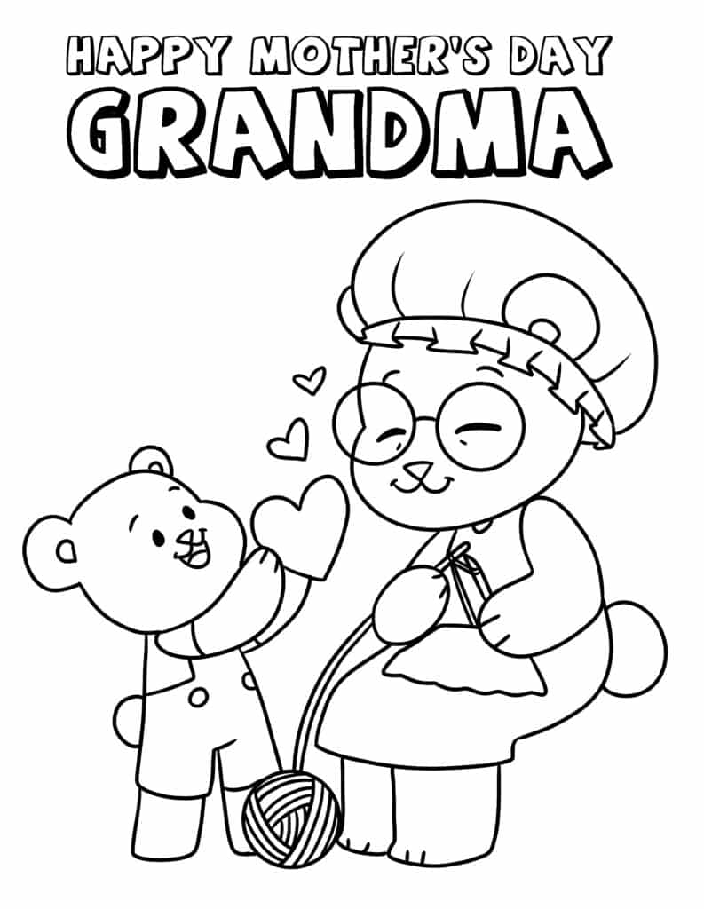 Happy mothers day grandma coloring pages