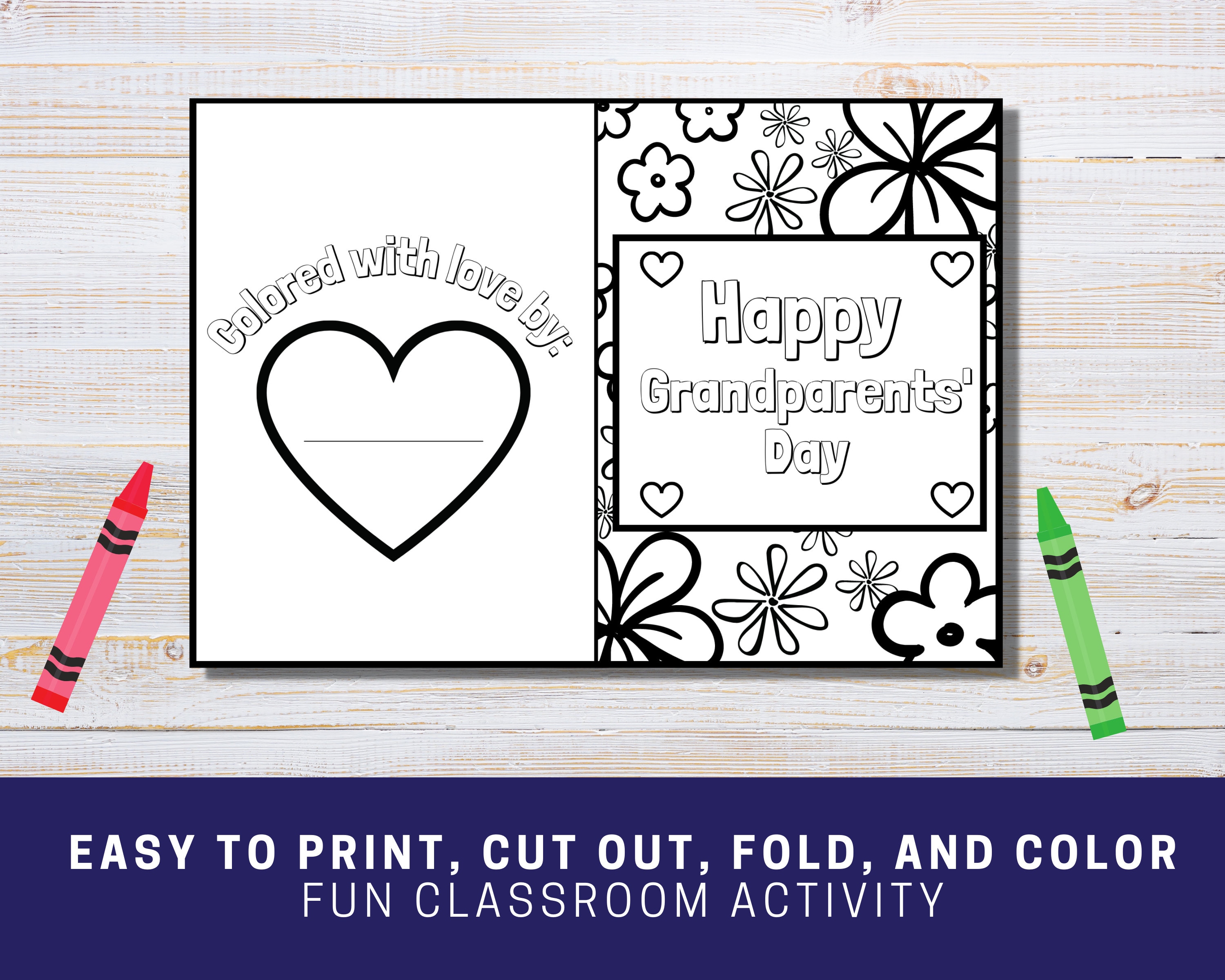 Buy printable grandparents day color in card grandparents day craft activity for kids and toddlers grandparents day keepsake instant download online in india