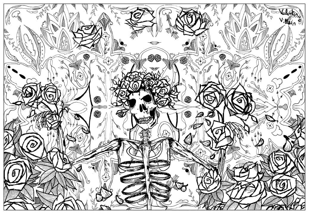 Grateful dead psychedelic coloring page