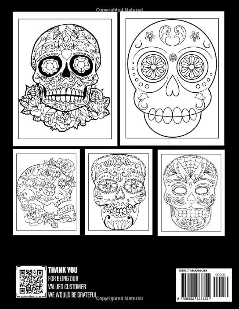 Day of the dead loring book dia de los muertos louring pages for adults mexican holiday reduce stress mindfulness beginner