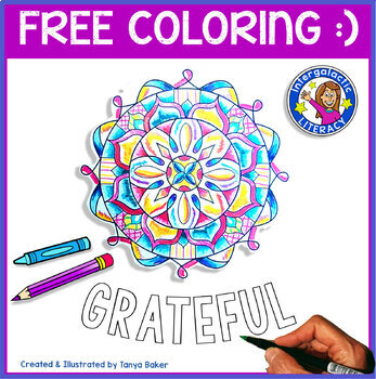 Free grateful coloring sheet â intergalactic literacy