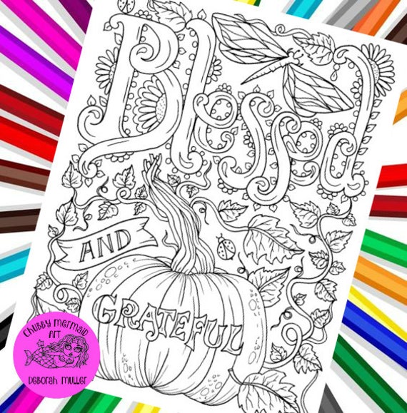 Blessed and grateful pdf coloring page fall coloring printable