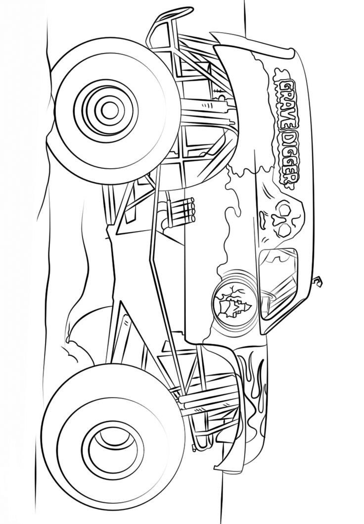 Monster truck grave digger coloring page