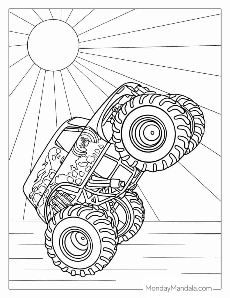 Monster truck coloring pages free pdf printables