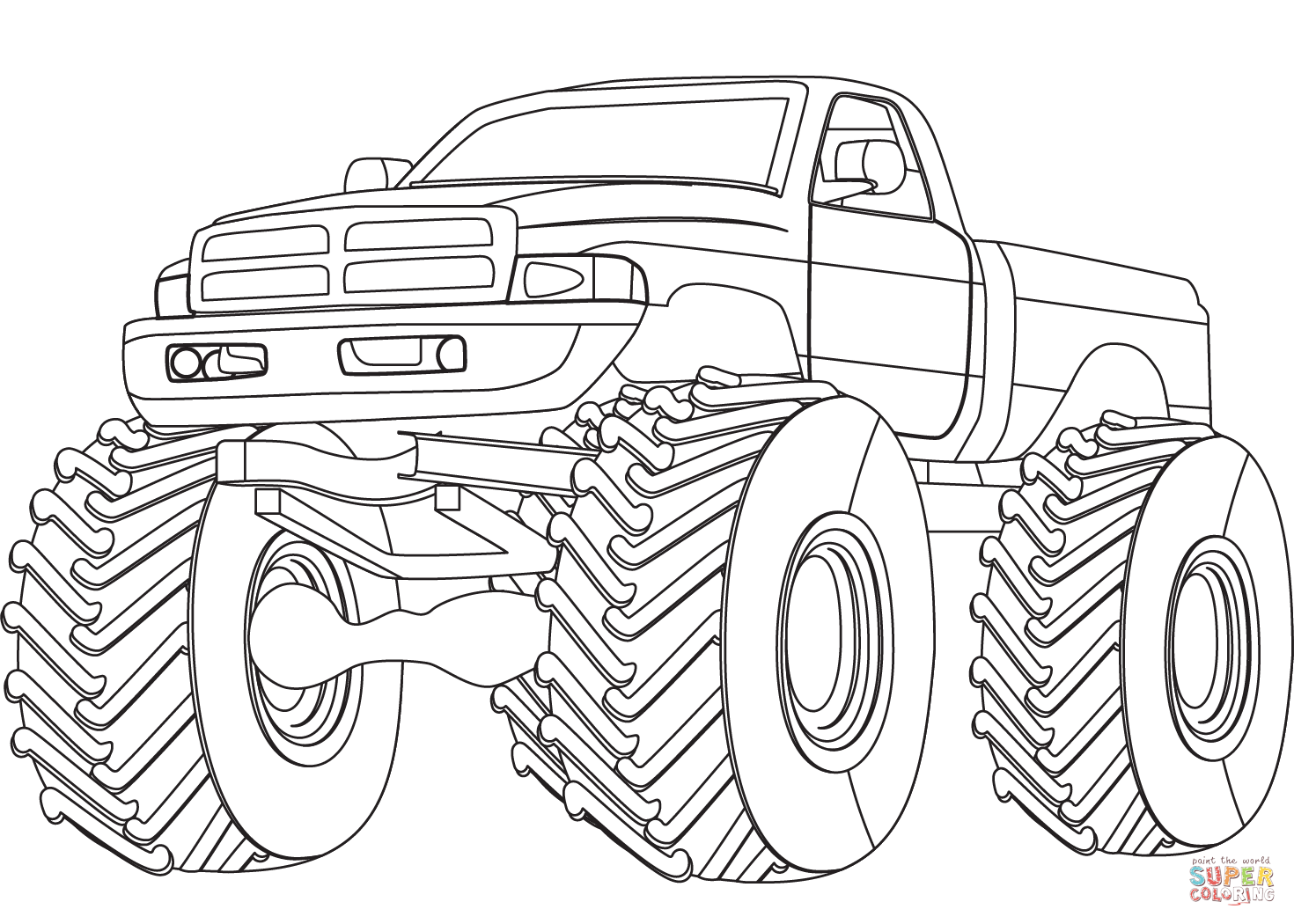 Monster truck coloring page free printable coloring pages