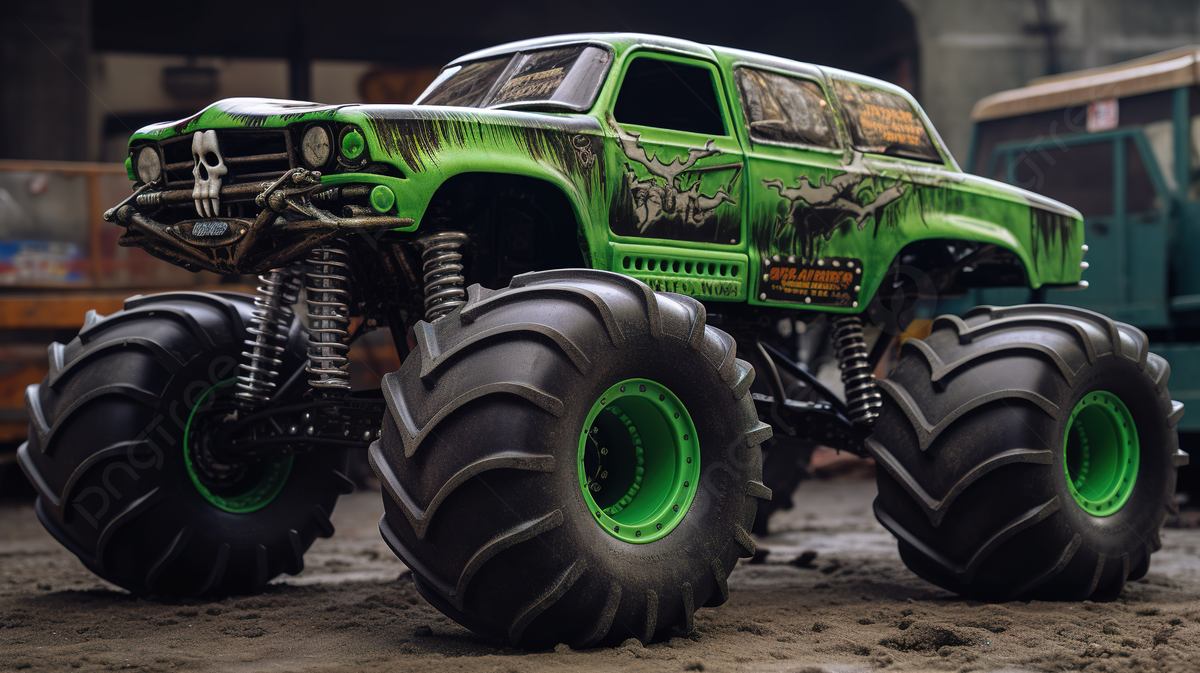 Monster trucks are seen in muddy terrain background picture of grave digger digger excavator background image and wallpaper for free download