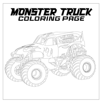 Premium vector monster truck coloring page