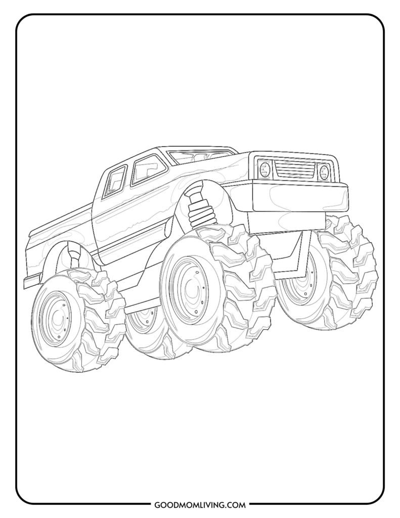 Free printable monster truck coloring pages for kids