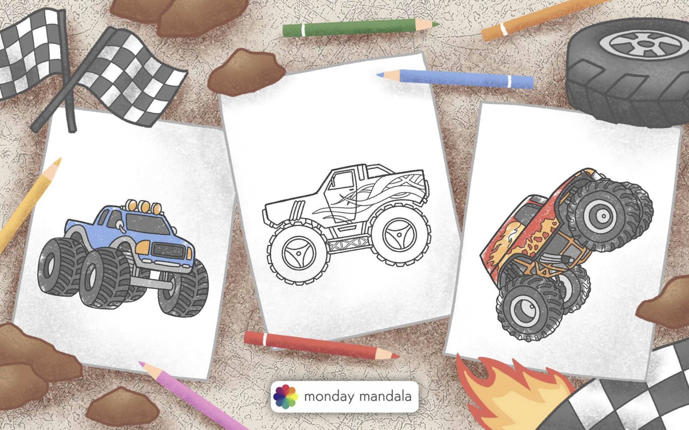 Monster truck coloring pages free pdf printables