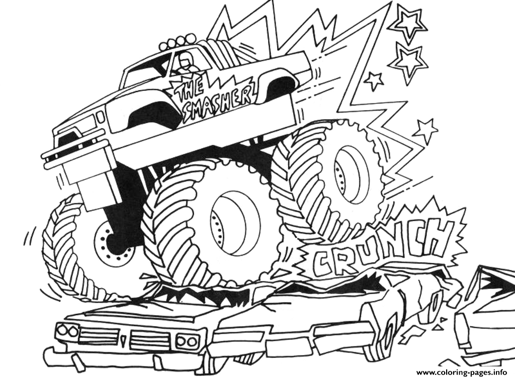 Monster truck for toddlers coloring page printable