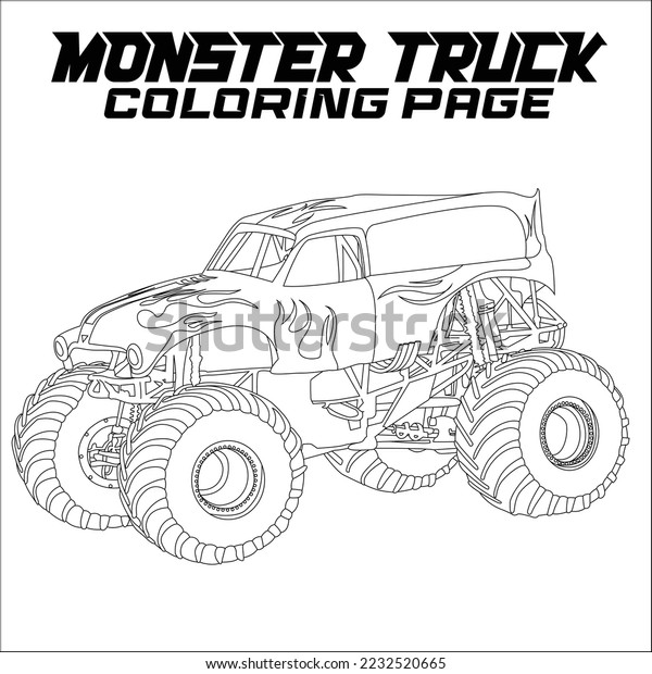 Monster truck coloring page kids stock vector royalty free