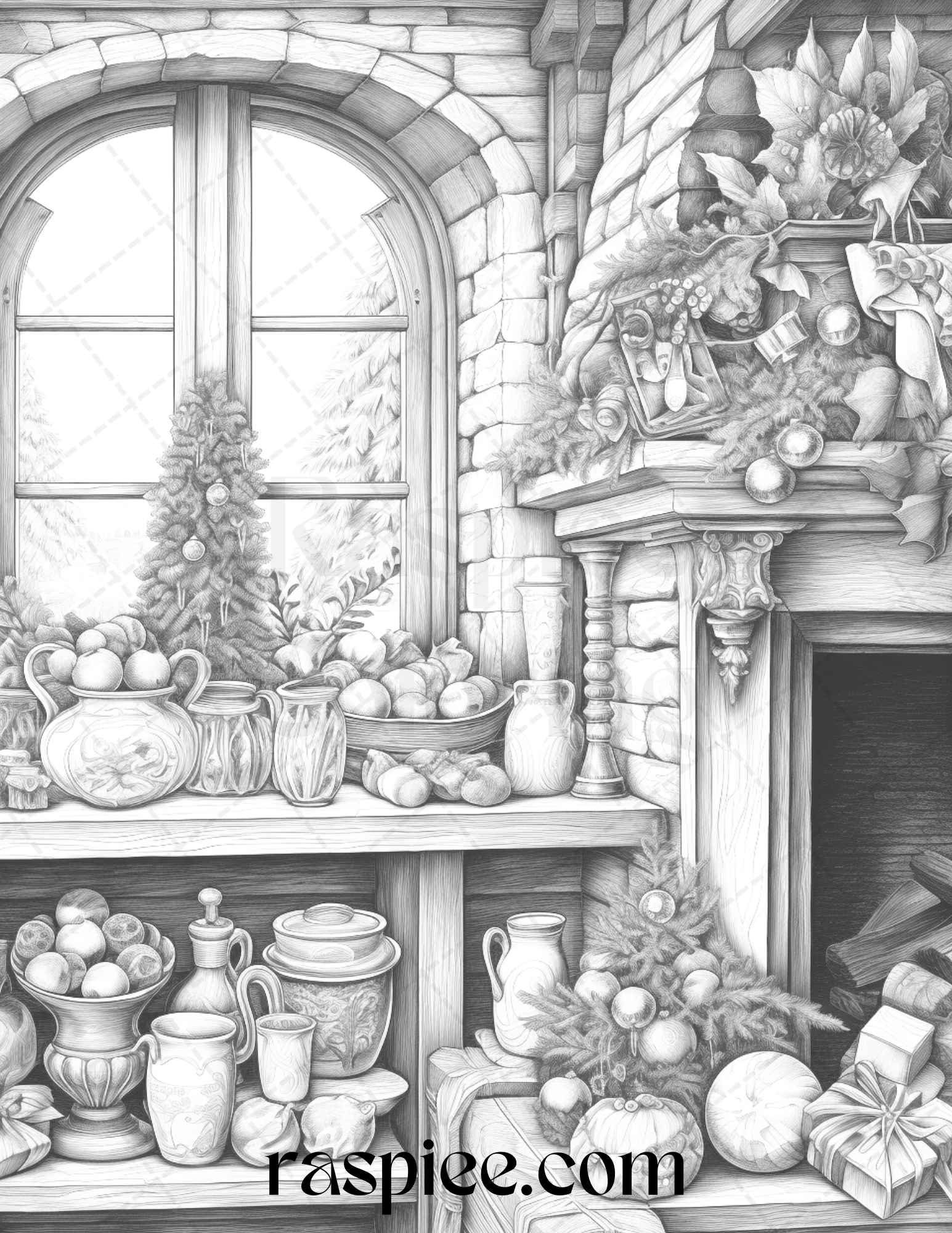 Merry christmas grayscale coloring pages printable for adults pdf â coloring