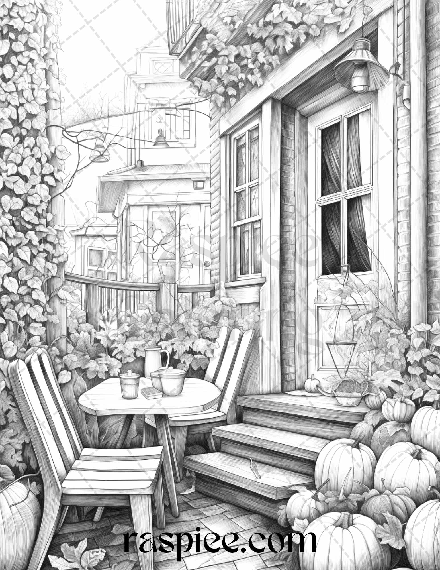 Autumn vibes grayscale coloring pages printable for adults pdf file i â coloring