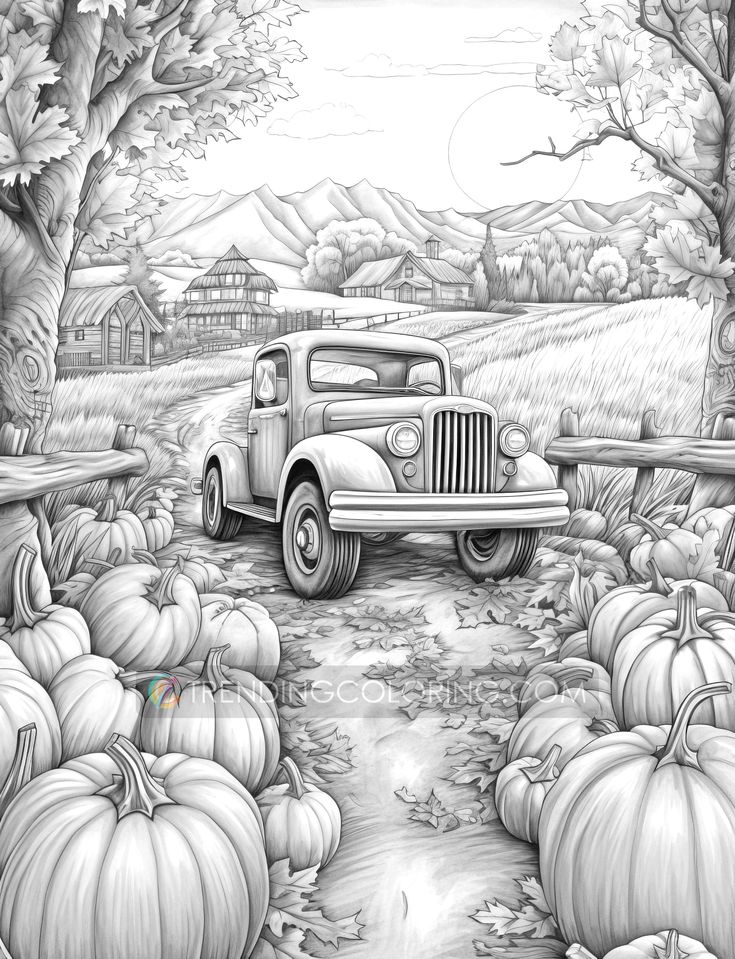 Autumn vibe grayscale coloring pages