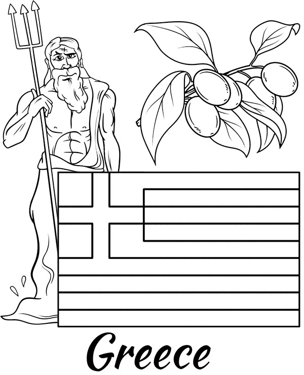 Printable greece flag coloring page