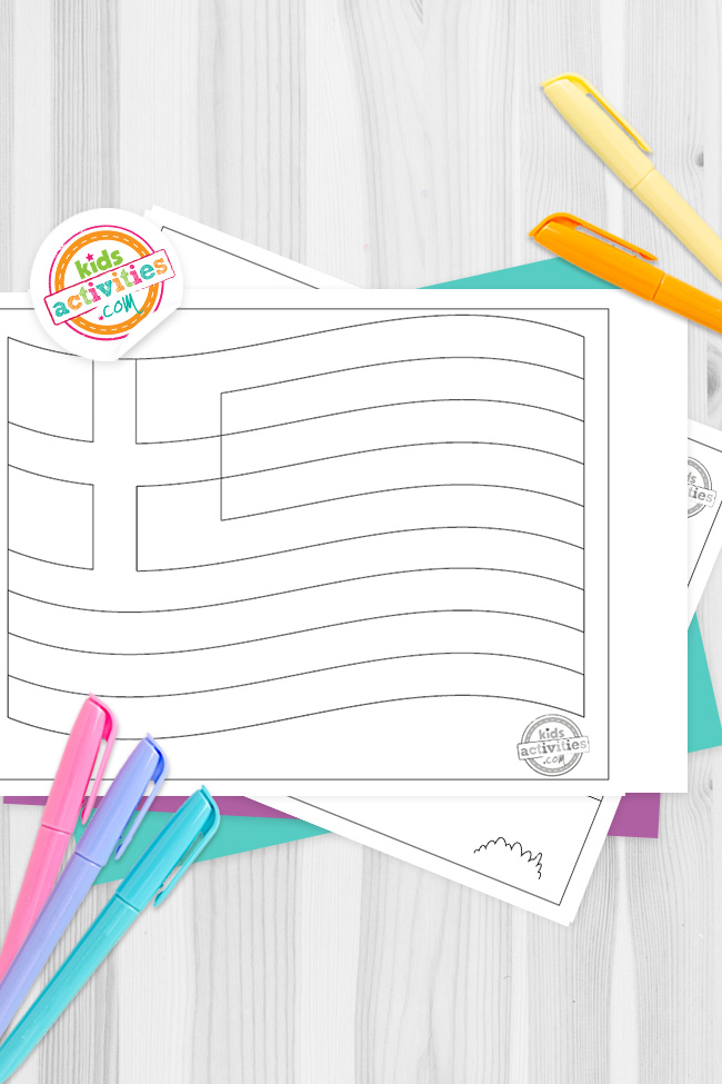 Free printable greek flag coloring sheets kids activities blog