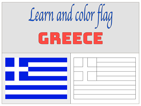 Greece national flag coloring book for education and learning original colors and proportion simply vector illustration from countries flag set stock illustration