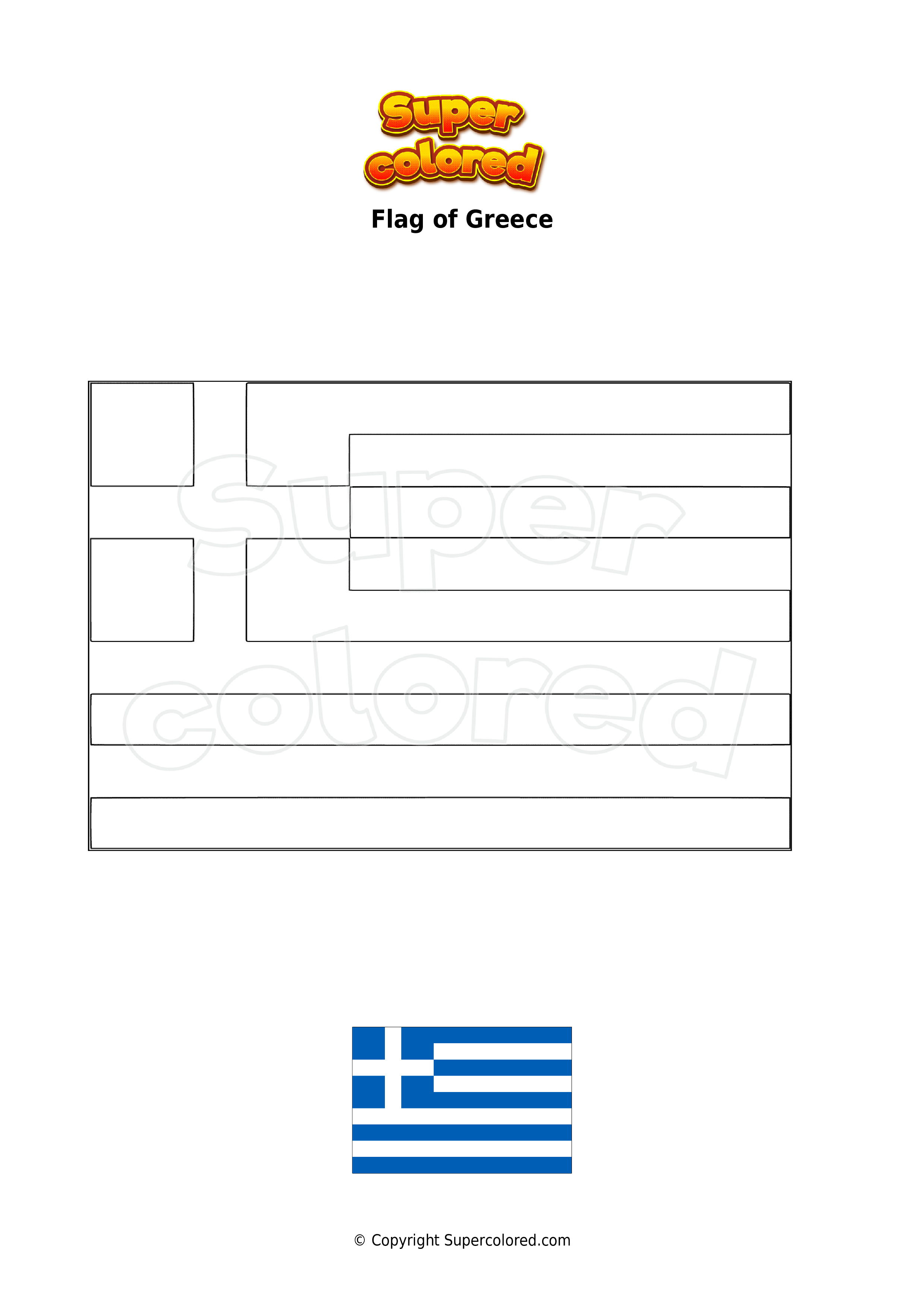 Coloring page flag of greece