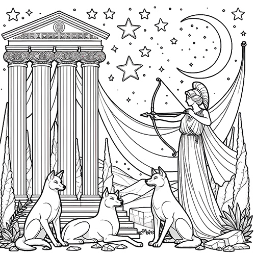 Artemis coloring printouts â greek gods goddesses