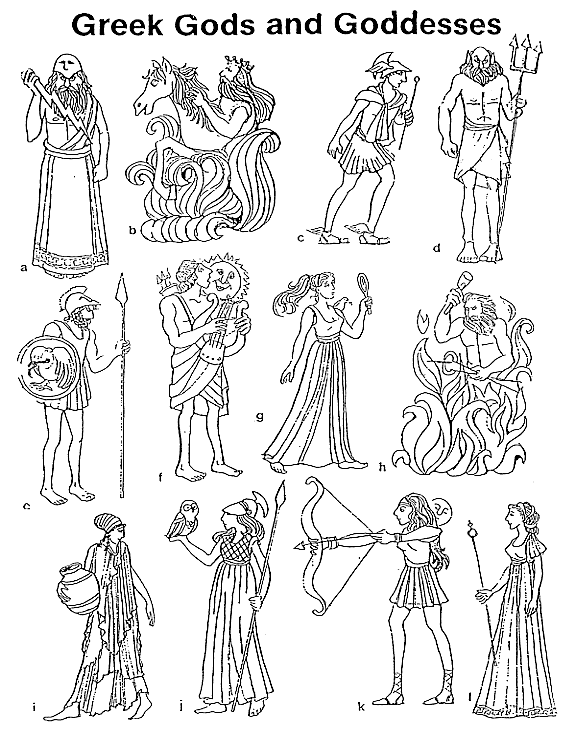 Coloring page greek mythology gods and goddesses â printable coloring pages