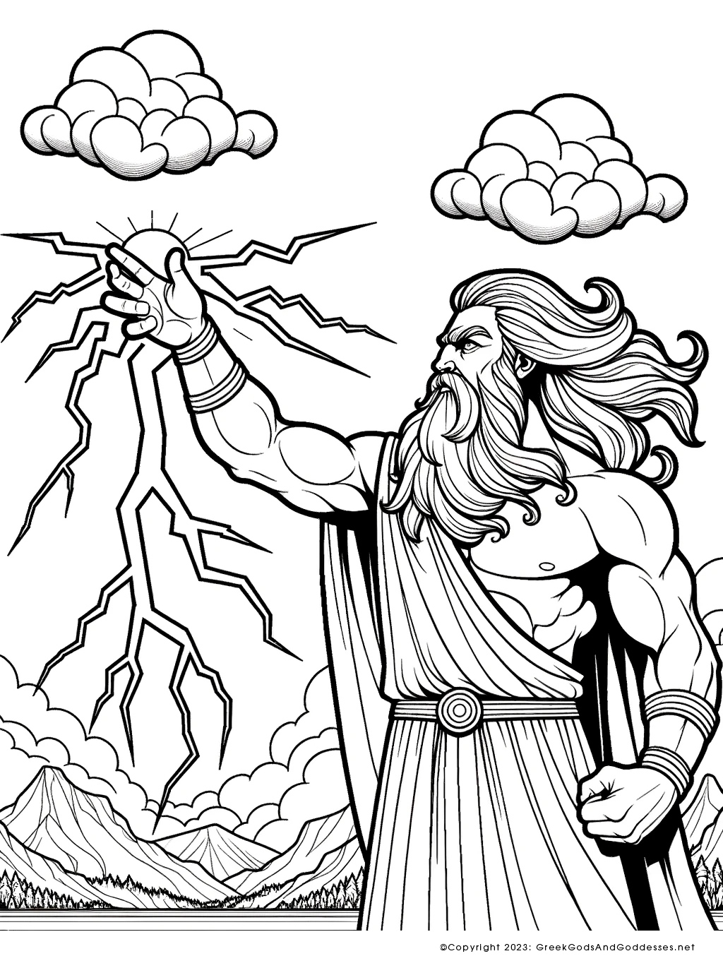 Zeus coloring printouts â greek gods goddesses