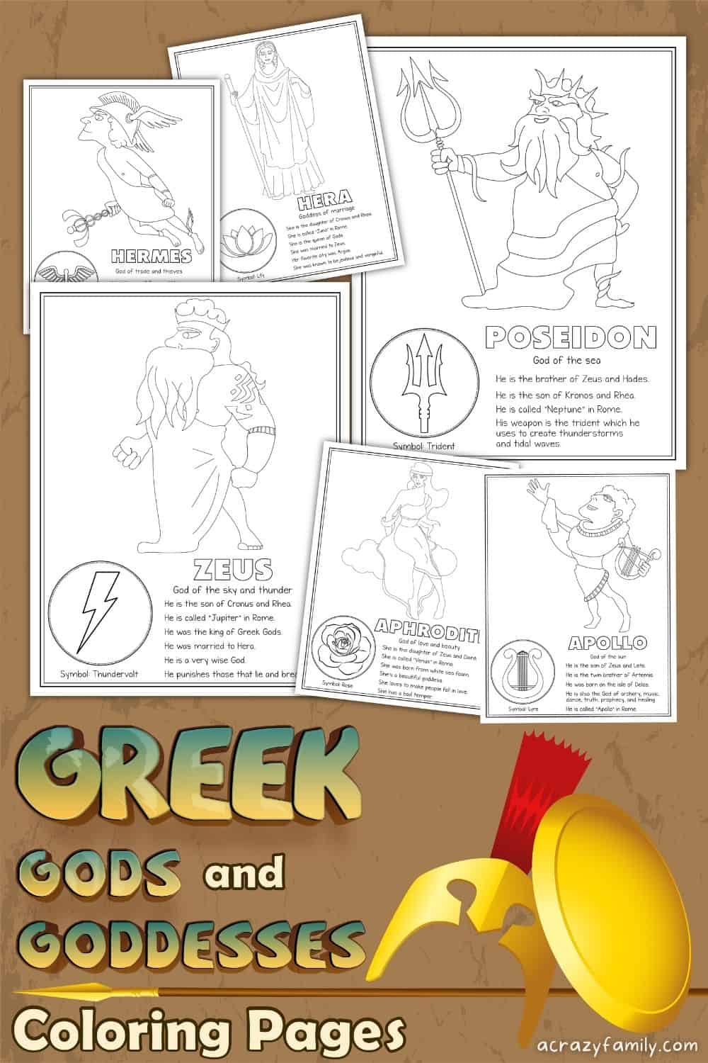 Greek gods and goddesses coloring pages