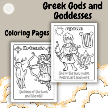 Greek gods and goddesses coloring pages by qetsy tpt