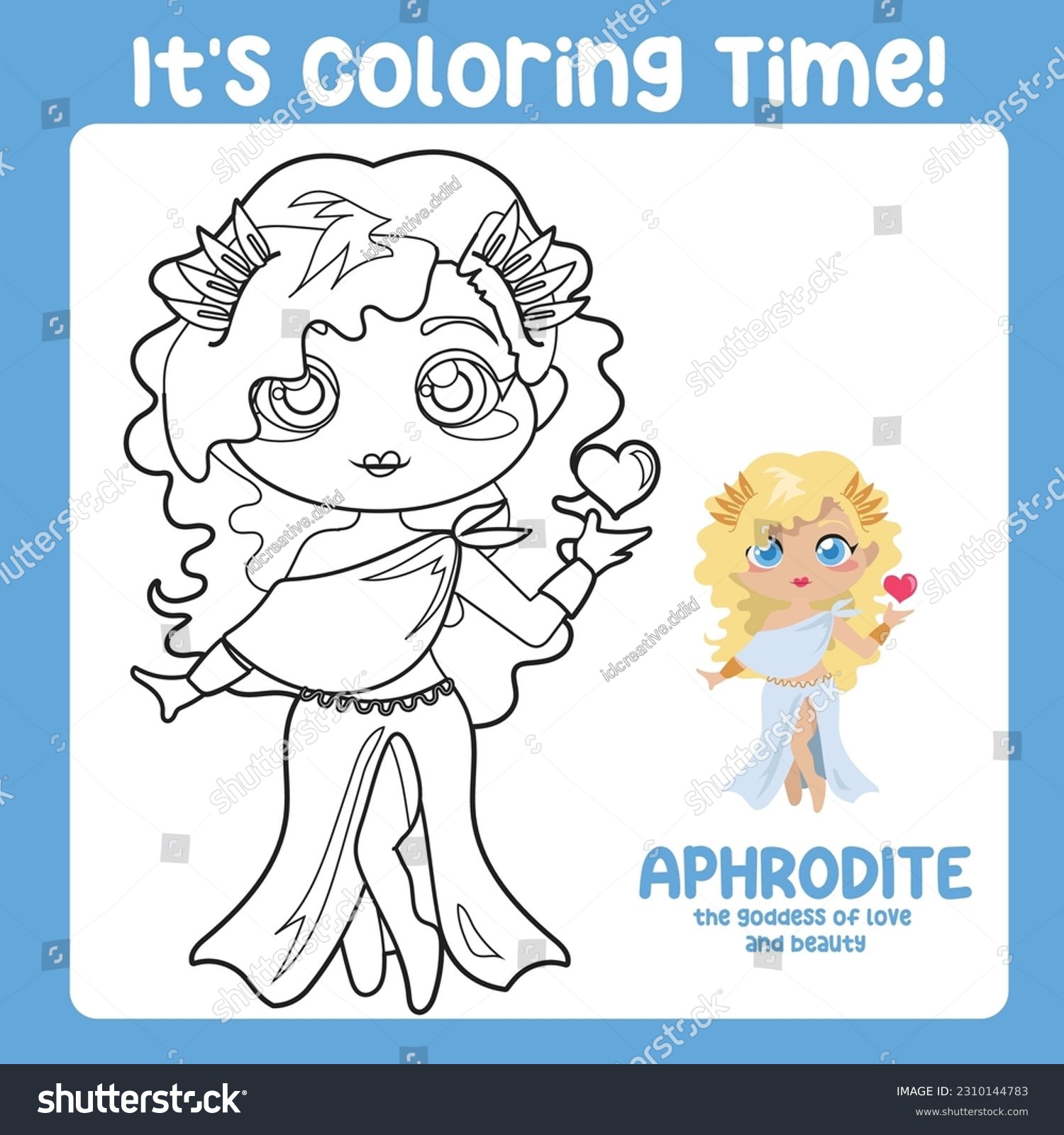 Coloring book cute greek goddess colouring stock vector royalty free