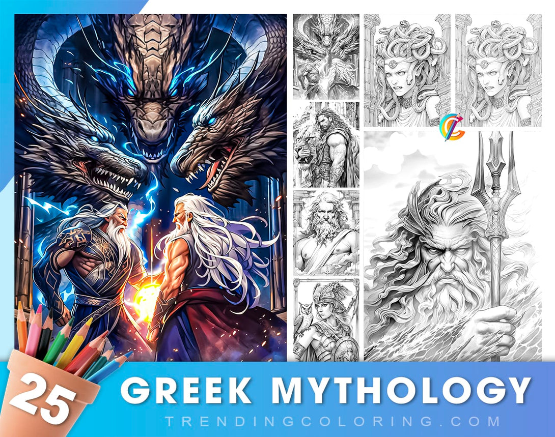 Greek mythology grayscale coloring pages