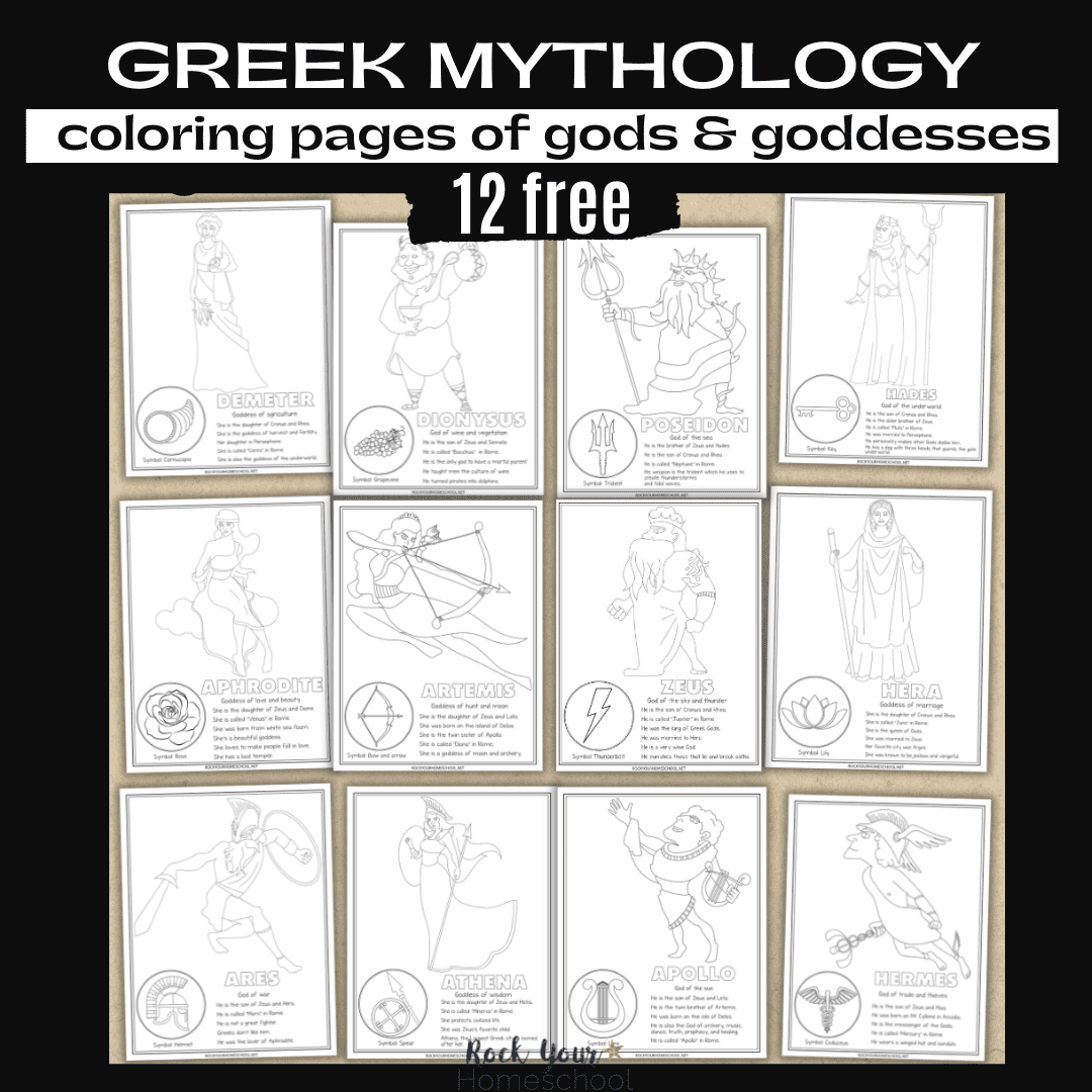 Greek mythology coloring pages gods goddesses