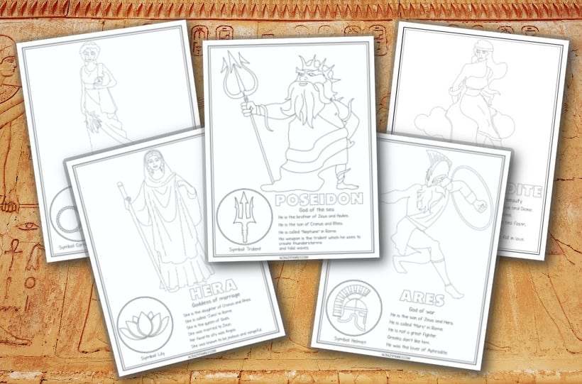 Greek gods and goddesses coloring pages