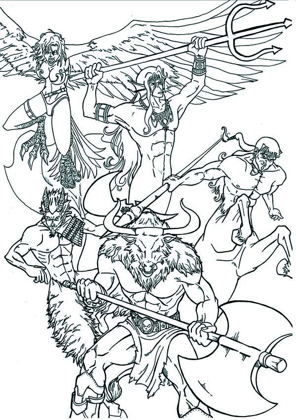 Mythological gods coloring pages