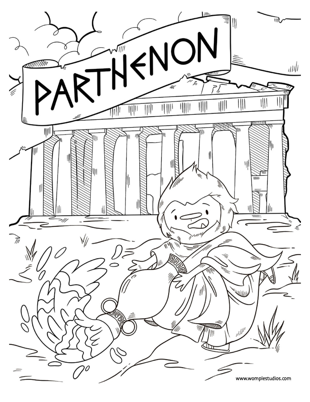 Womple studios parthenon printable coloring page